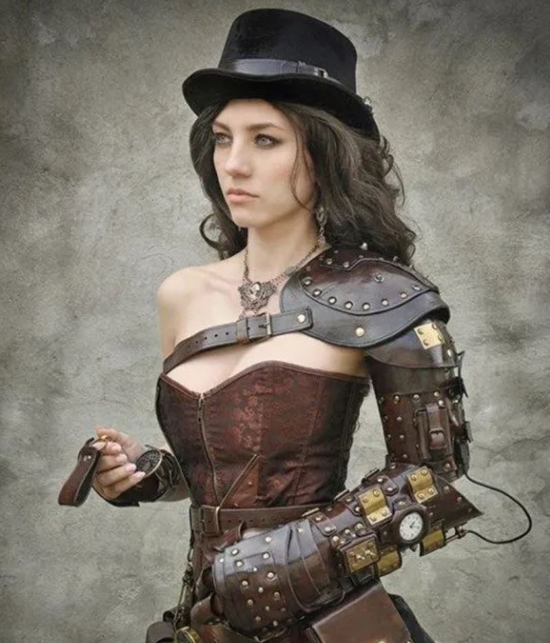 femme steampunk en cuir